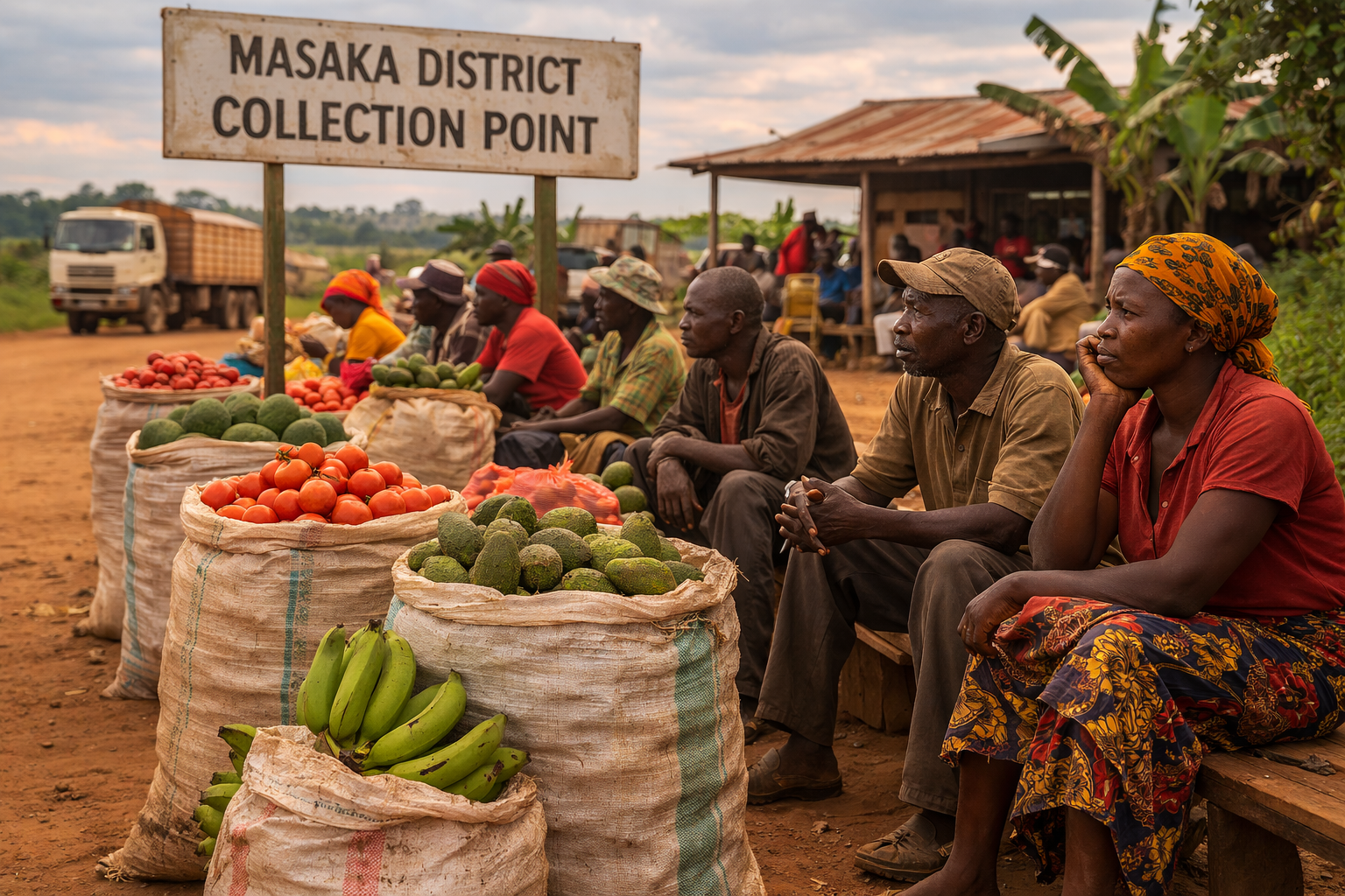 Farmers at Masaka collection point
